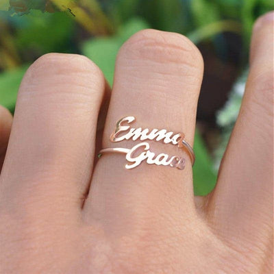 Adjustable Ring with 2 Custom Names - Ring - Gold
