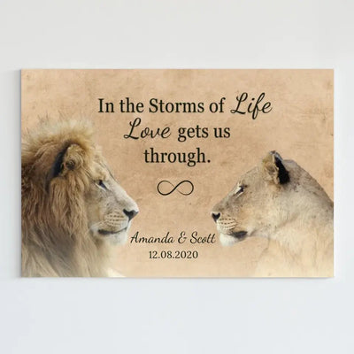 Customized Lions Canvas With Names And Date - Canvas - Canvas - Horizontal