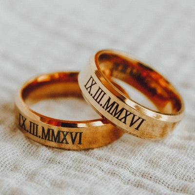 Golden Couple Rings with Customized Engraving - Ring - 6