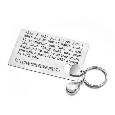 Heart Keychain & Matching Wallet Insert Card - Keychain - When I tell you