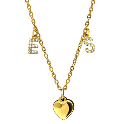 Heart Necklace with Custom Letters - Necklaces -