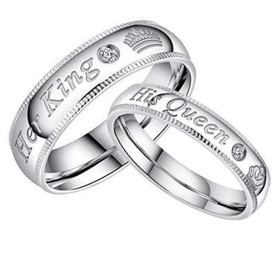 Her King and His Queen Matching Couple Promise Rings - Ring - 9