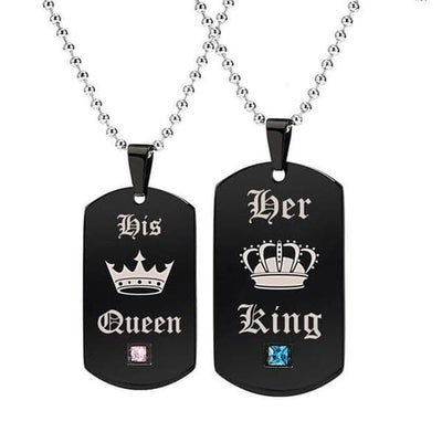 Her King & His Queen Matching Necklaces Set - Necklace - King + Queen