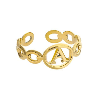 Hollow Adjustable Initial Letter Ring - Ring - A