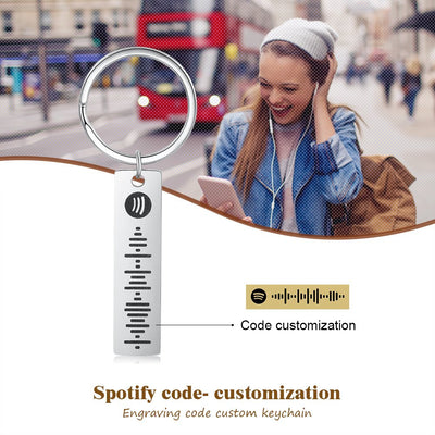Keychain with Your Favorite Song as Spotify Code - Keychain - Stainless Steel