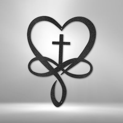 Love Infinity Cross - Steel Sign - Metal Sign - Black