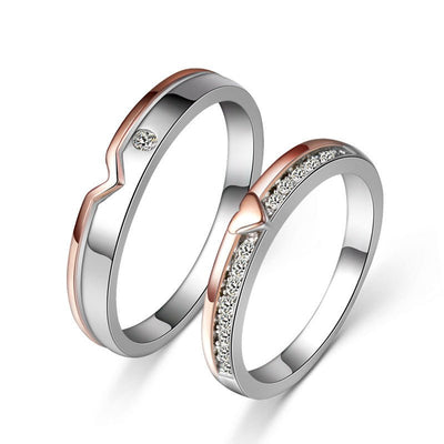Romantic Couple Rings in 925 Sterling Silver - Rings - Male ring