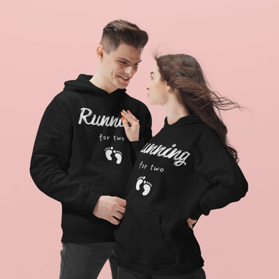 Running For Two Couple Hoodies - Hoodies - Black S