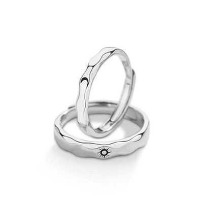 Sun And Moon Couple Rings A Pair Of Stylish And Personalized Silver Rings - Rings -