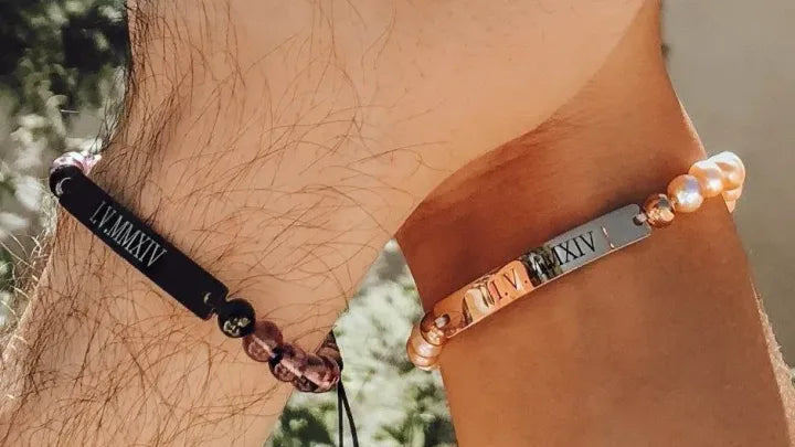 Personalized Natural Stone Bracelets for Couples - Only With Link - Agate