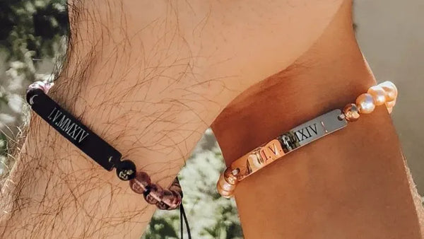 Personalized Natural Stone Bracelets for Couples - Only With Link - Agate