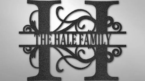 Split Letter Monogram - Steel Sign - Metal Sign - Black
