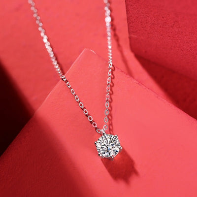 1 Carat Moissanite Diamond S925 Sterling Silver Necklace - Necklace - 1