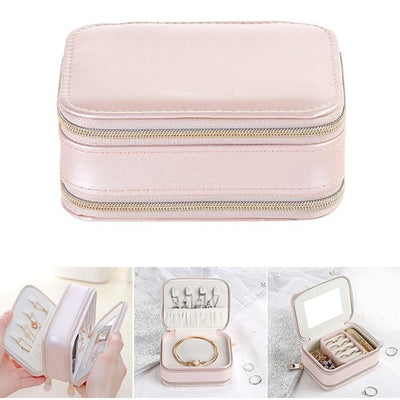 2 Sided Jewelry Box for Travel - Unique Romantic Gifts - Pink