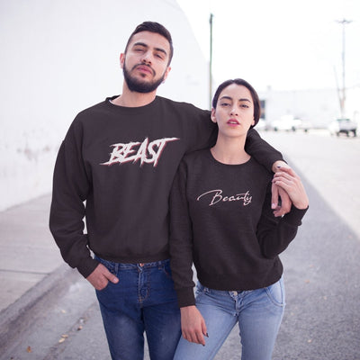 Beauty And Beast Couple Sweatshirts - Sweatshirt - L Black