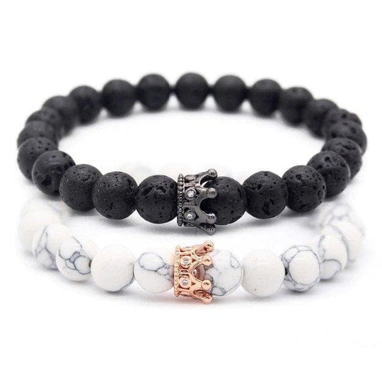 Black & White - Distance Crown Bracelets for Couples - USA Only - Bracelets - Zeus
