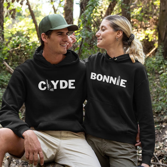 Bonnie And Clyde Pistol Couple Hoodies - Hoodies - Black L