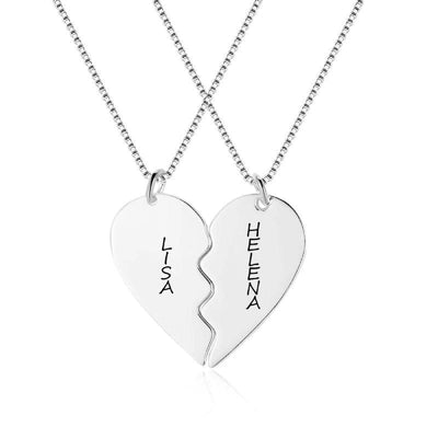 Broken Heart Matching Couple Necklaces Personalized with Names - Necklace - International