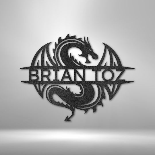 Celtic Dragon Monogram - Steel Sign - Metal Sign - Black