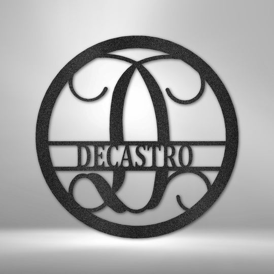 Circle Vine Monogram - Steel Sign - Metal Sign - Black