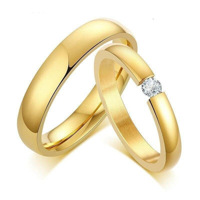 Classic Golden Promise Rings for Couples with Zirconia - Ring - 4