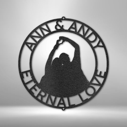 Couple Silhouette Monogram 1 - Steel Sign - Metal Sign - Black