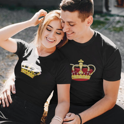 Crowns Matching Couple T-Shirts - Shirts - black