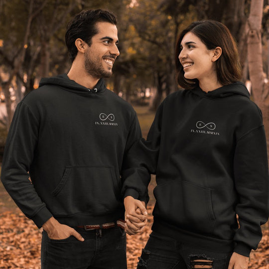 Custom Couple Hoodie Special Date Infinity - Hoodie - Unisex Heavy Blend™ Hooded Sweatshirt - Black