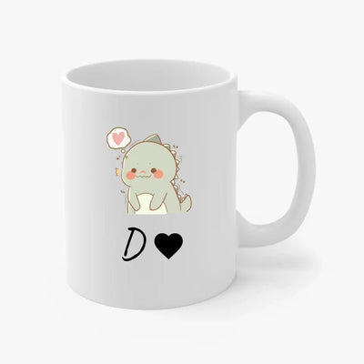 Custom Initial Cute Dino Mug "B" - Drinkware - Mug 11oz
