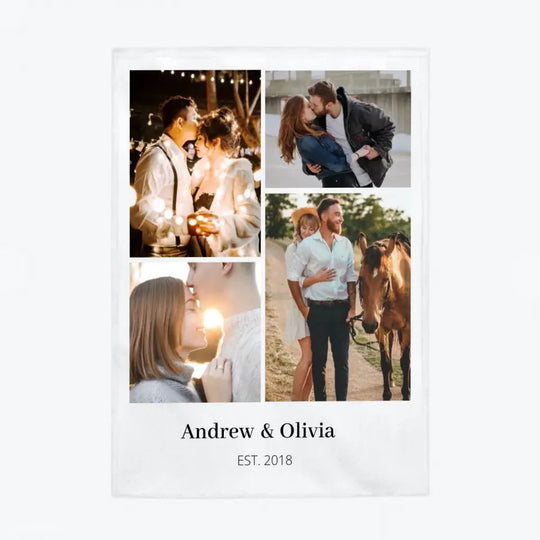 Custom Photo Blanket With Names And Date - Blanket - Velveteen Plush Blanket
