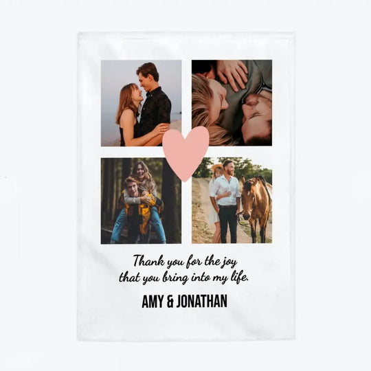 Custom Photo Heart Blanket With Names - Blanket - Velveteen Plush Blanket