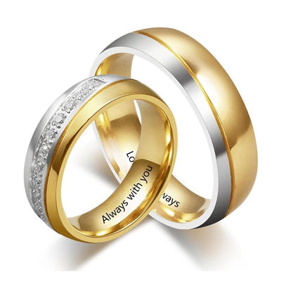 Customized Couple Ring Set with Zirconia Stones - Ring - 5