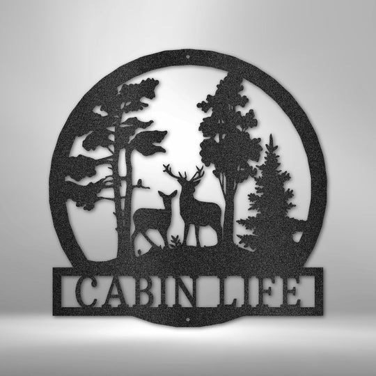 Deer in the Woods - Steel Sign - Metal Sign - Black