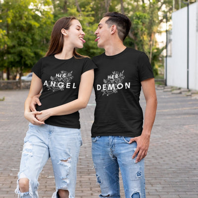 Demon And Angel Matching Couple T-Shirts - Shirts - S