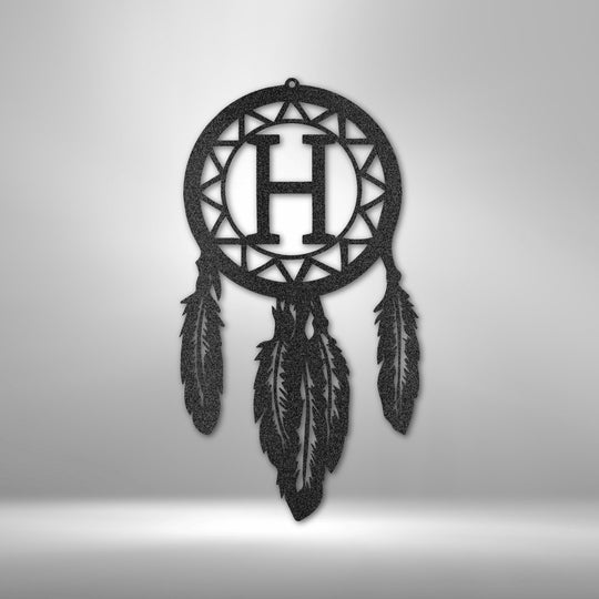Dream Catcher Monogram - Steel Sign - Metal Sign - Black