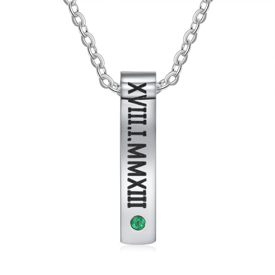 Engraved Vertical Bar Necklace - Necklace - 1