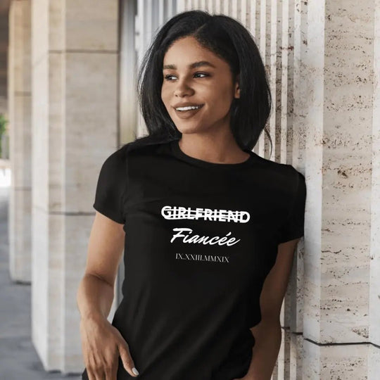 Fiancée Custom Couple T-Shirt With Special Date - Shirts - Unisex Heavy Cotton Tee