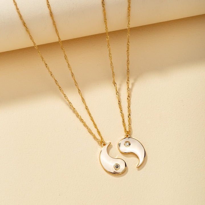 Golden Jin Jang Necklaces for Couples - Main Image