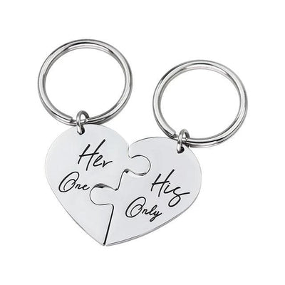Her One His Only Heart Puzzle Keychains - Keychain - Her One - His Only