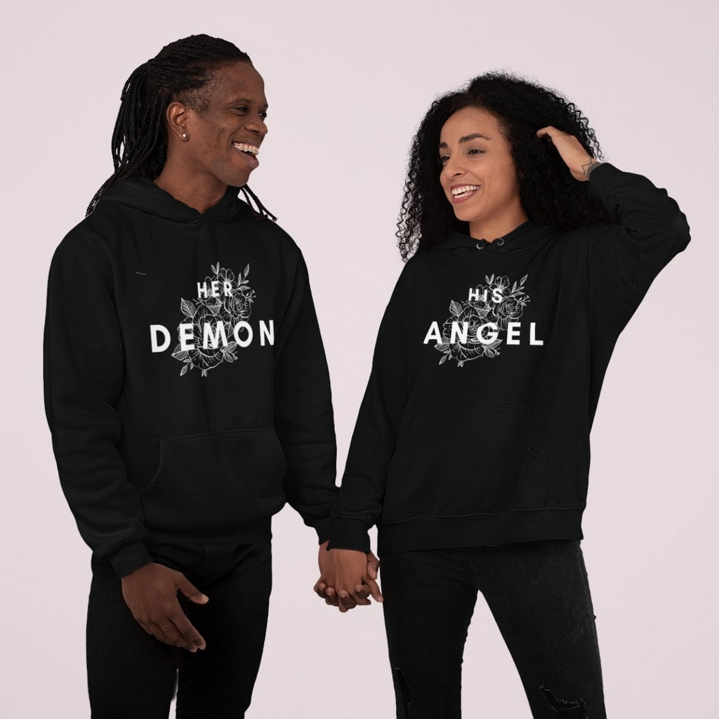 His Angel / Her Demon Matching Couple Hoodies –