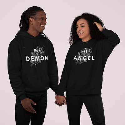 His Angel / Her Demon Matching Couple Hoodies - Hoodies - Black L