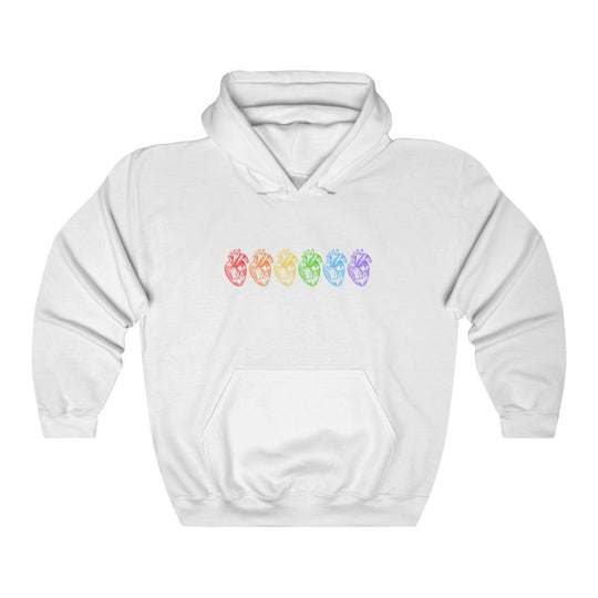 Human Rainbow Hearts Hoodie - Hoodie - White