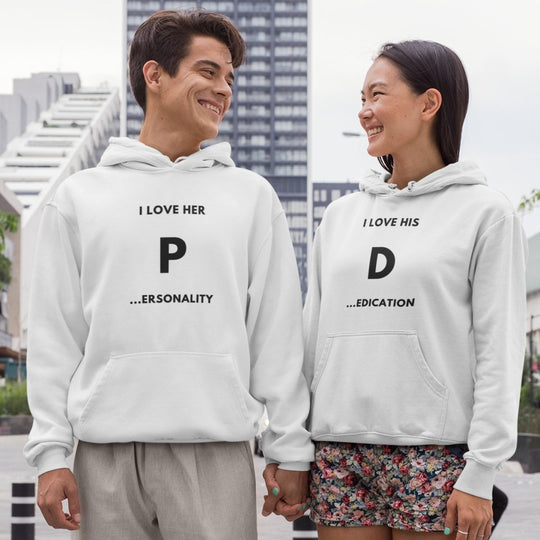 I Love His D... / Her P... Couple Hoodies - Hoodies - White S