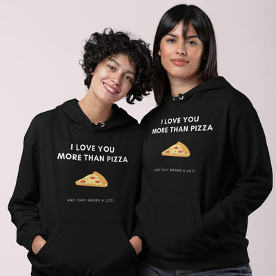 I Love You More Than Pizza Matching Couple Hoodies - Hoodies - Black L