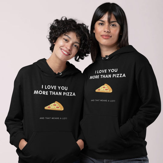 I Love You More Than Pizza Matching Couple Hoodies - Hoodies - Black L
