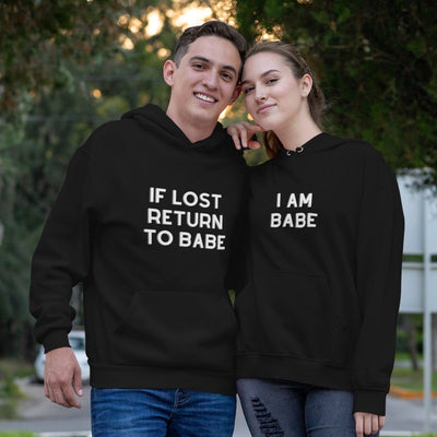 If Lost Return To Babe Matching Couple Hoodies - Hoodies - Black L