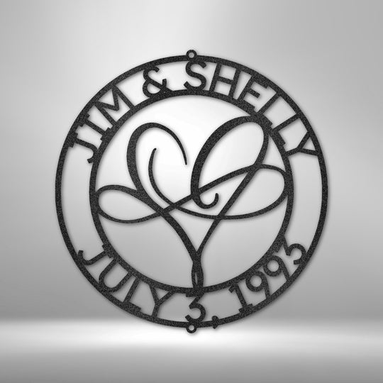 Infinite Love Monogram - Steel Sign - Metal Sign - Black