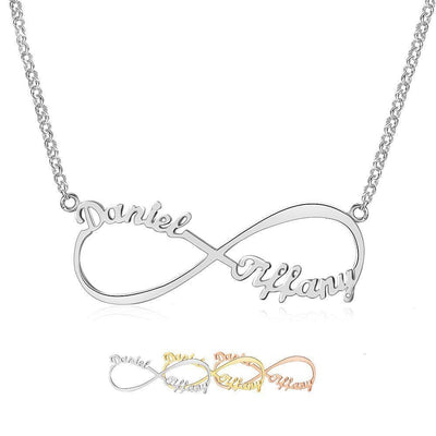 Infinity Necklace with 2 Names in 925 Sterling Silver - Necklace - Rose Gold Color