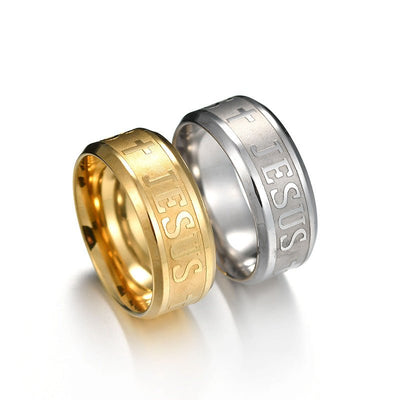 Jesus Cross Matching Couple Rings - Rings - Gold