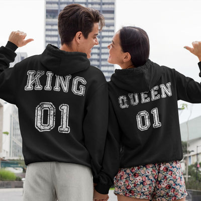 King And Queen 01 Couple Hoodies - Hoodies - Black S